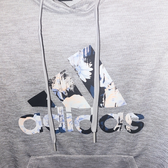 🎄3/$15 NWOT Adidas Gray Hooded Pullover Sweatshirt - Picture 2 of 7